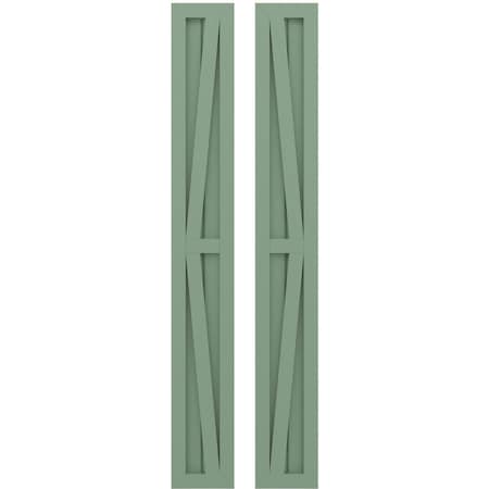 Americraft 2-Board Wood 2 Equal Panel Frmd Board-n-Batten Shutters W/ Dubl Z-Bar, ARW102BF207X65TGH